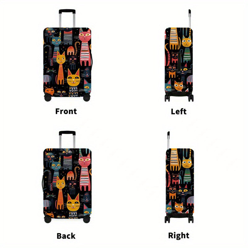 Unisex nan elastic suitcase cover with cartoon cat design stretchable scratch-resistant protective for luggage Bowlift
