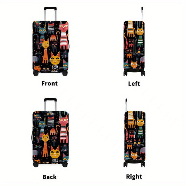 Unisex nan elastic suitcase cover with cartoon cat design stretchable scratch-resistant protective for luggage Bowlift