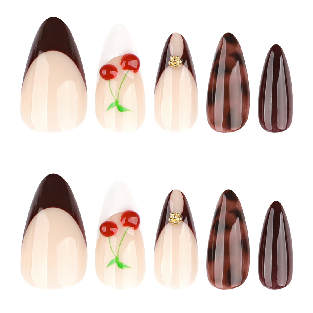 Artificial nail art with cherry blossom design Bowlift