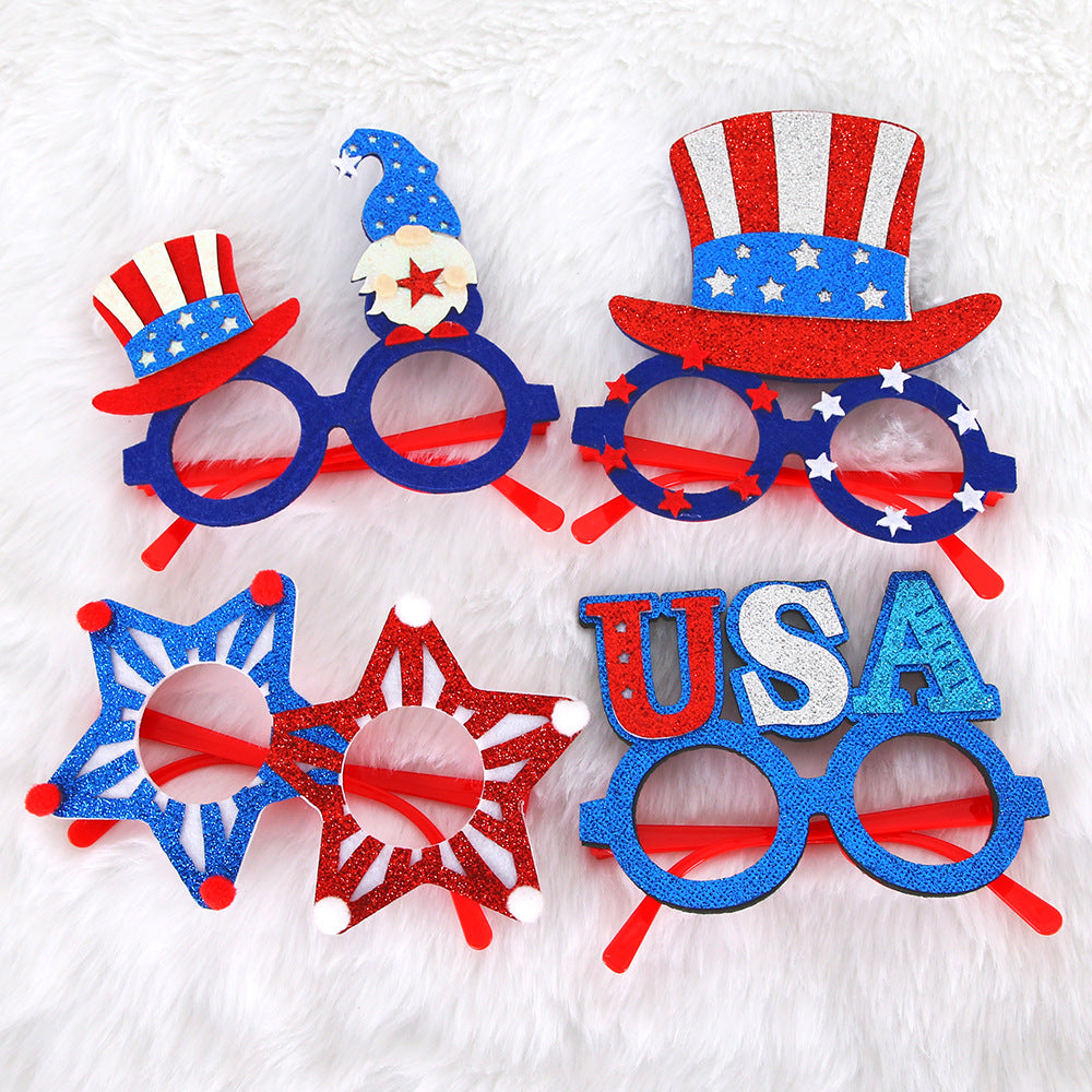 Unisex glitter glasses with USA lettering and round frame party glasses Bowlift