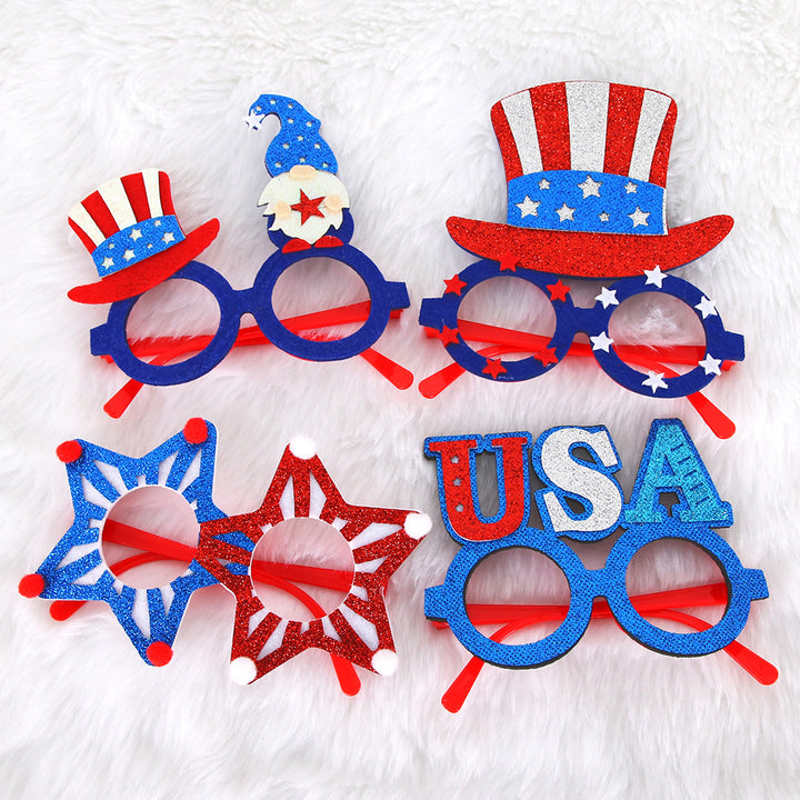 Unisex glitter glasses with USA lettering and round frame party glasses Bowlift