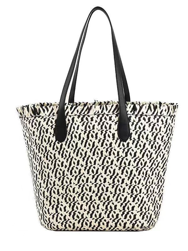 Designer Tote Bag Made of Woven Material with Modern Accents Bowlift