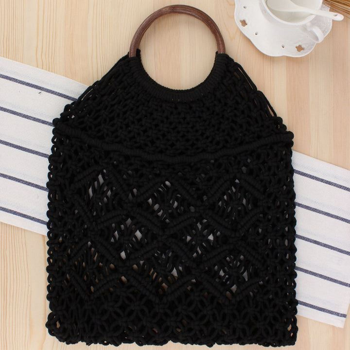 Macrame Tote Bag with Double-Layer Inner Pocket Bowlift