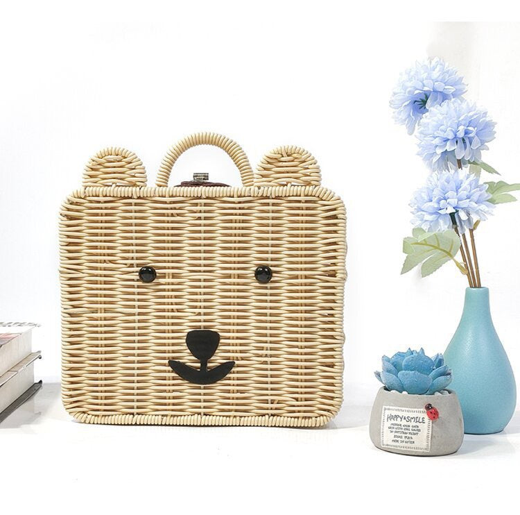 Women Handmade Basket Bag in Bear Design Bowlift