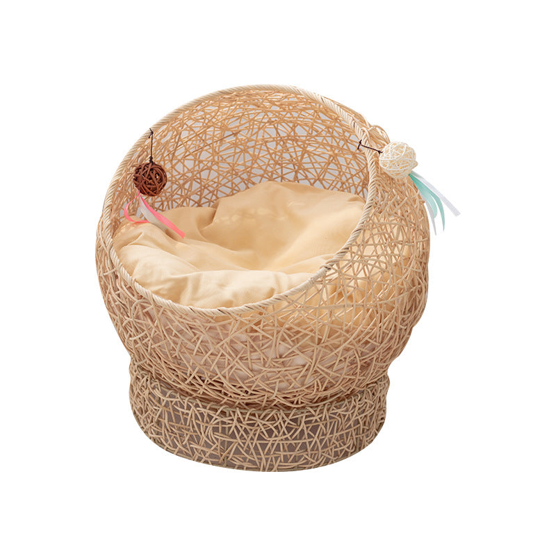 Cozy cat bed made of handwoven natural material Bowlift
