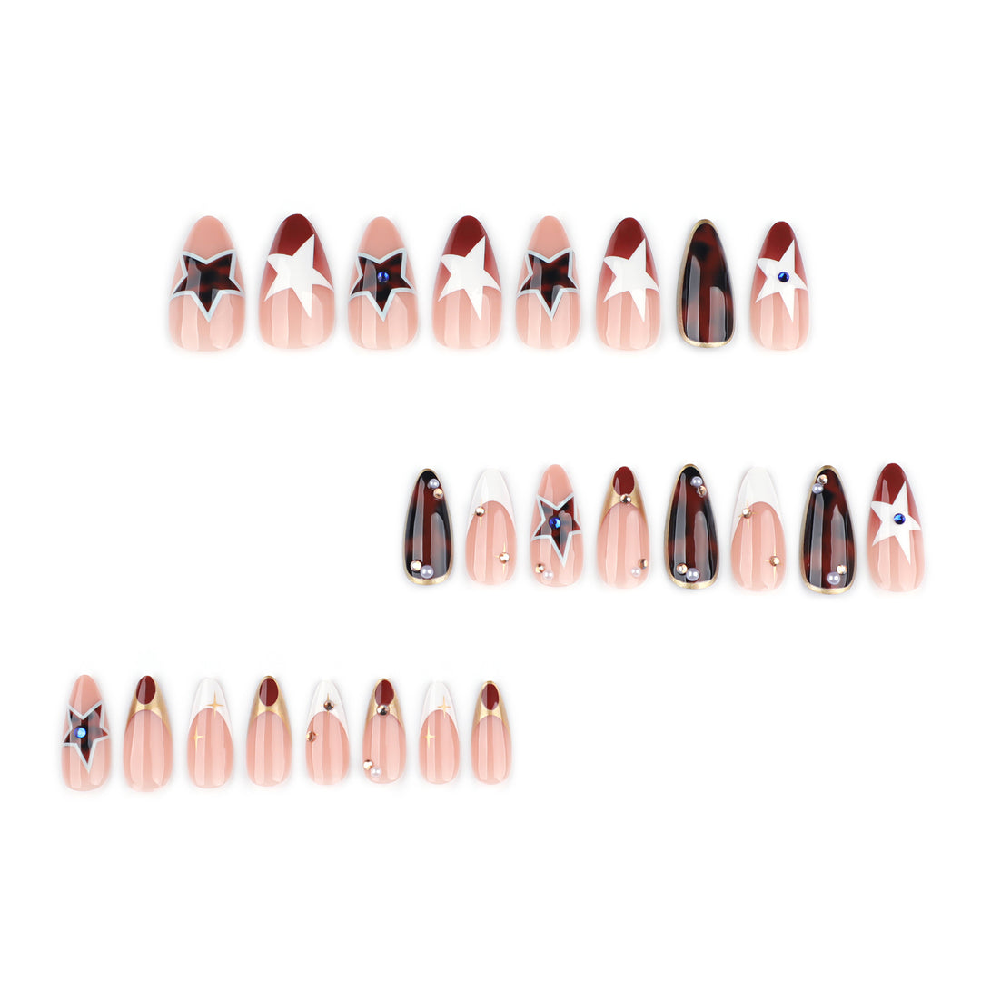 Artful Nail Extensions in Elegant Glamour Design Bowlift