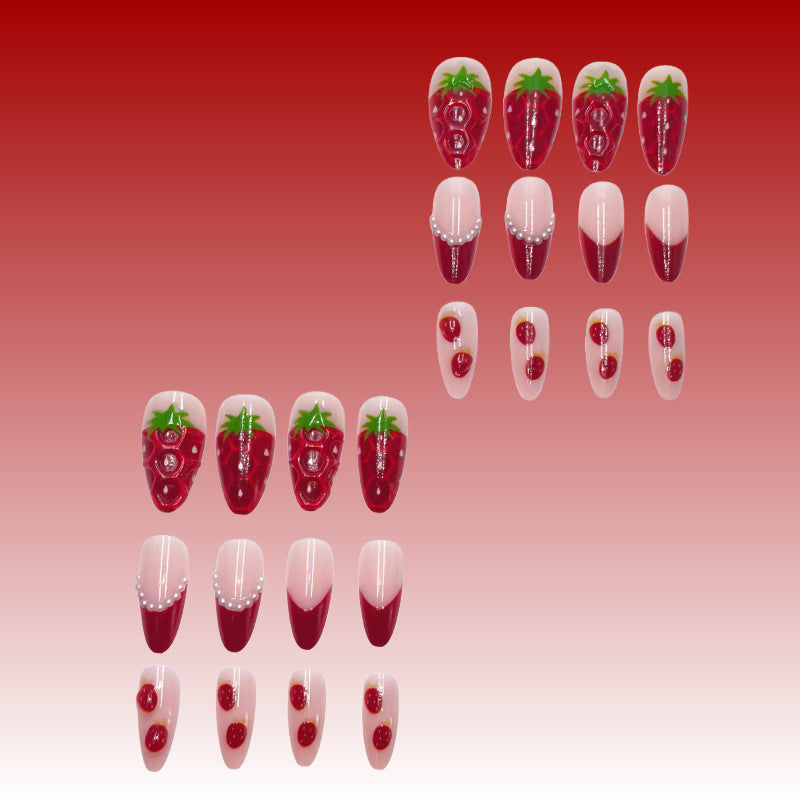 Artistic Nail Tips with Strawberry Design Bowlift
