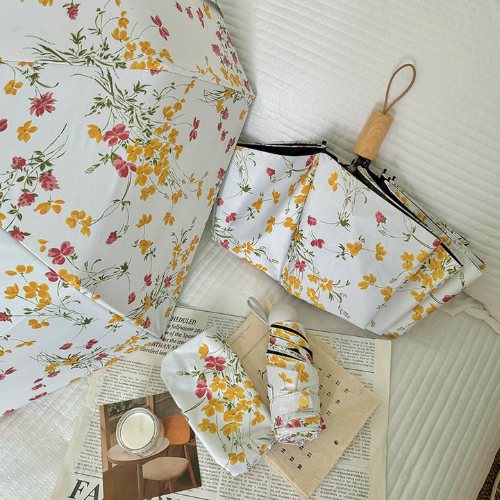 Women Foldable Sunshade with Flower Design Bowlift