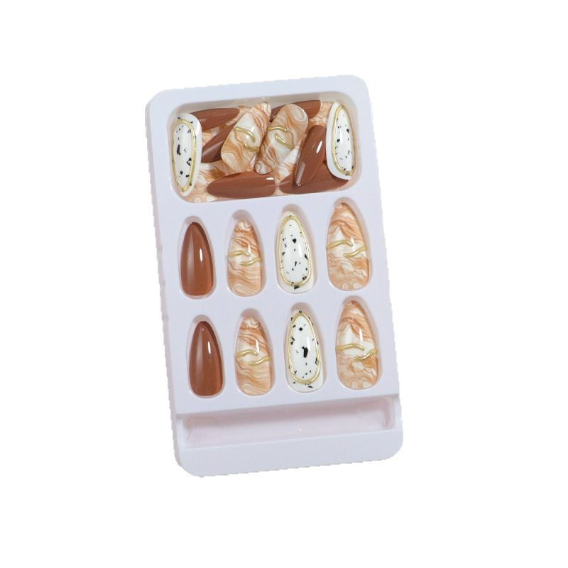 Elegant Ombre Press-On Nail Tips with Metallic Accents Bowlift