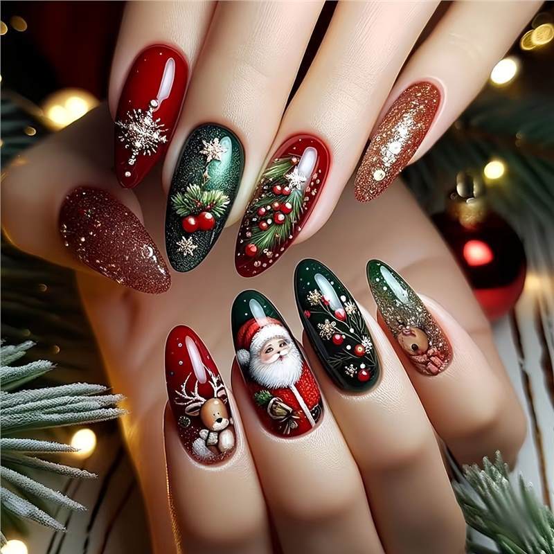 Holiday Themed Decorative Nail Art Bowlift