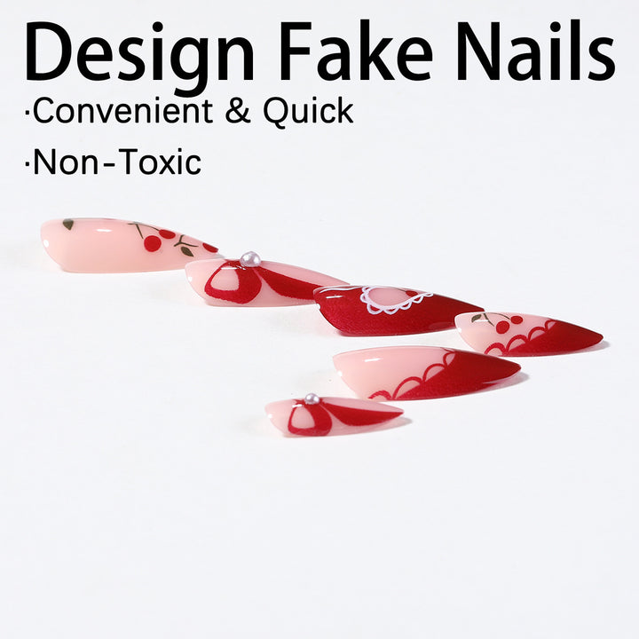 Creative nail set with romantic heart and bow accents Bowlift