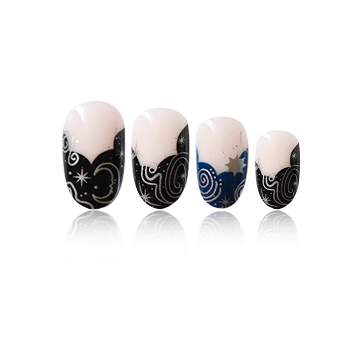 Artistic Galaxy-Themed Press-On Nails Bowlift