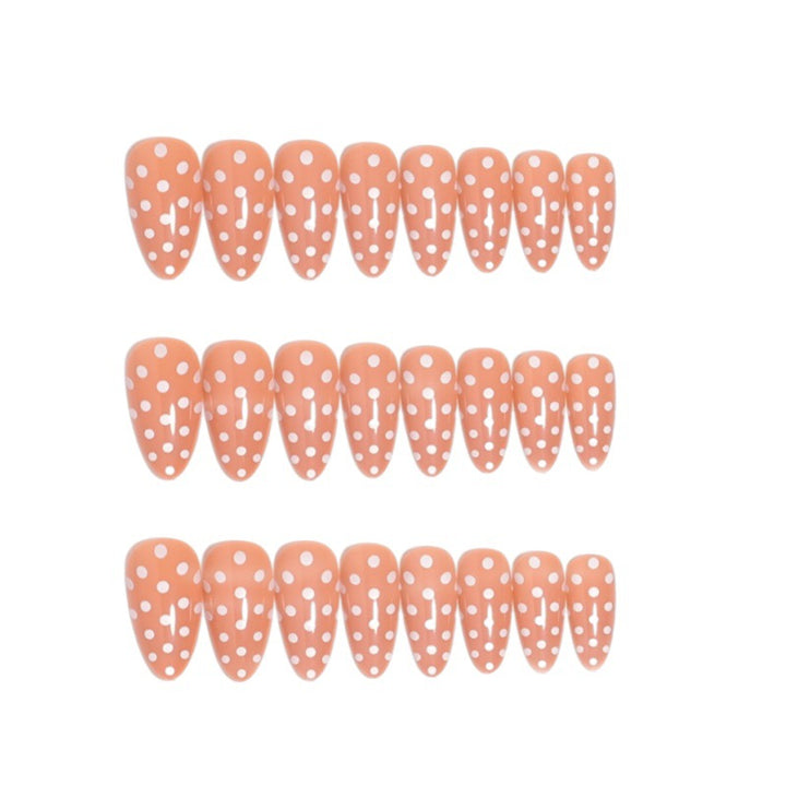 Artistic Press-On Nail Set with Polka Dot Design Bowlift