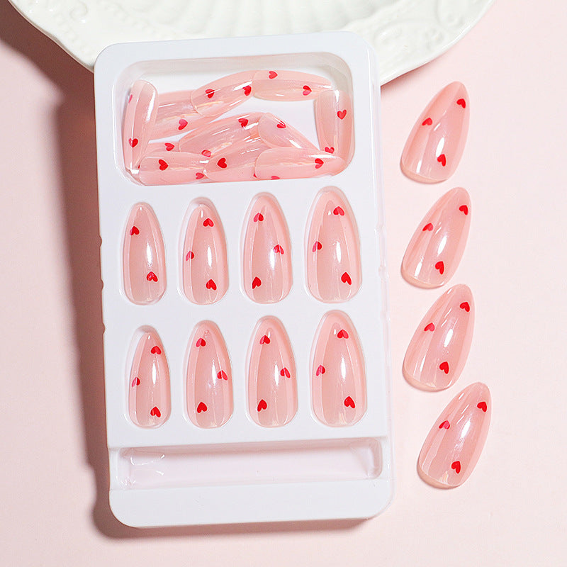 Heart-Printed Press-On Nail Set Bowlift
