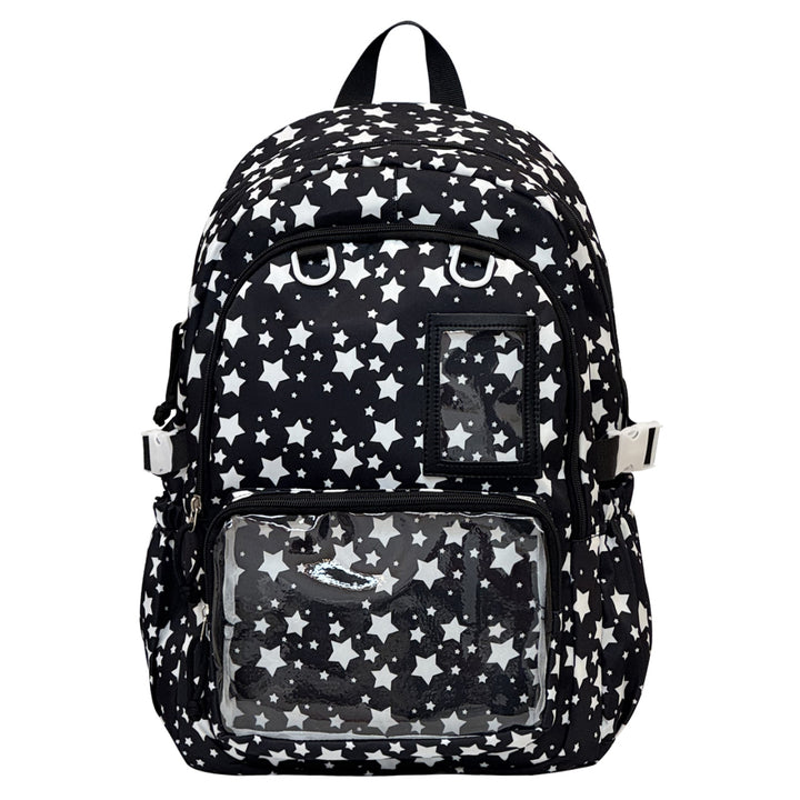 Star Patterned Transparent Pocket Backpack