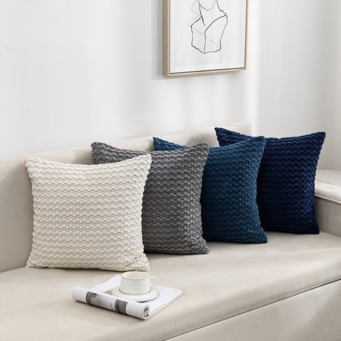 Decorative Plush Chunky Waffle Texture Throw Pillow Cover Bowlift