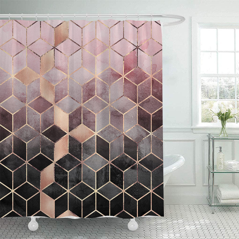 Textured Mosaic Pattern Shower Curtain Bowlift