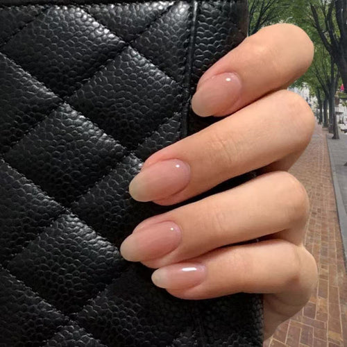 Natural Glossy Almond-Shaped Press-On Nail Tips Bowlift