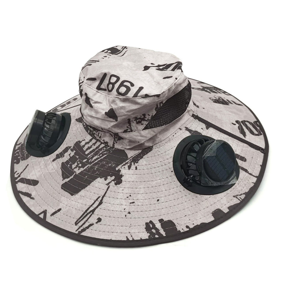 Ventilated sun hat with integrated battery fans, breathable mesh inserts, and adjustable chin strap Bowlift