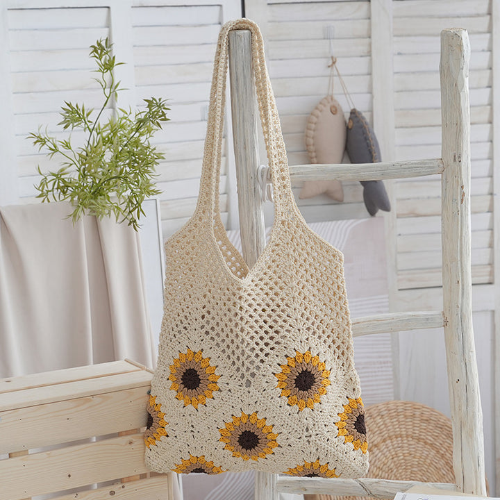 Handcrafted Jute Bag with Colorful Flower Pattern Bowlift