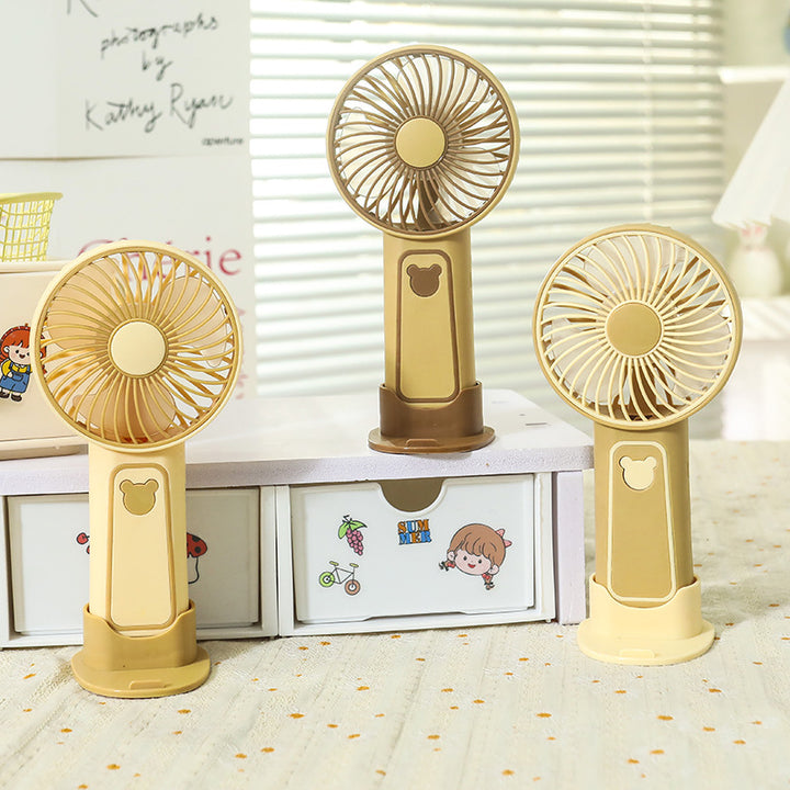 Women's Portable Hand Fan with Cute Animal Design and LED Lighting Bowlift