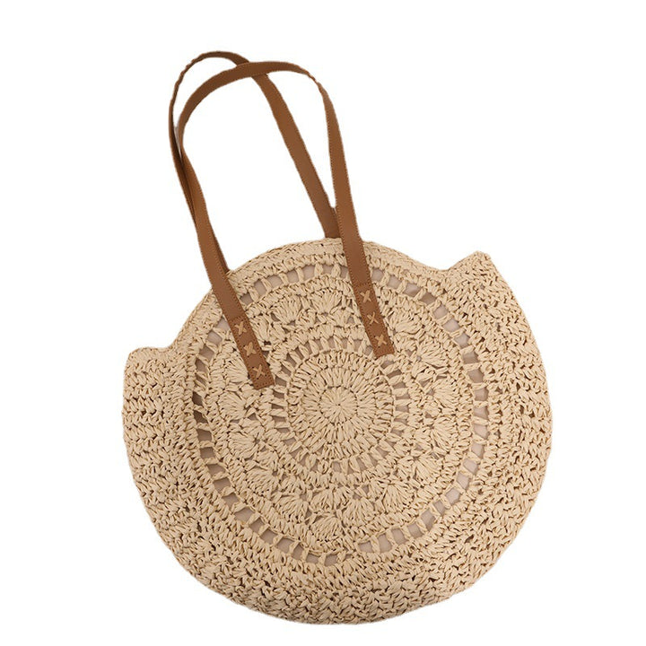 Handmade macrame tote bag with leather handles Bowlift