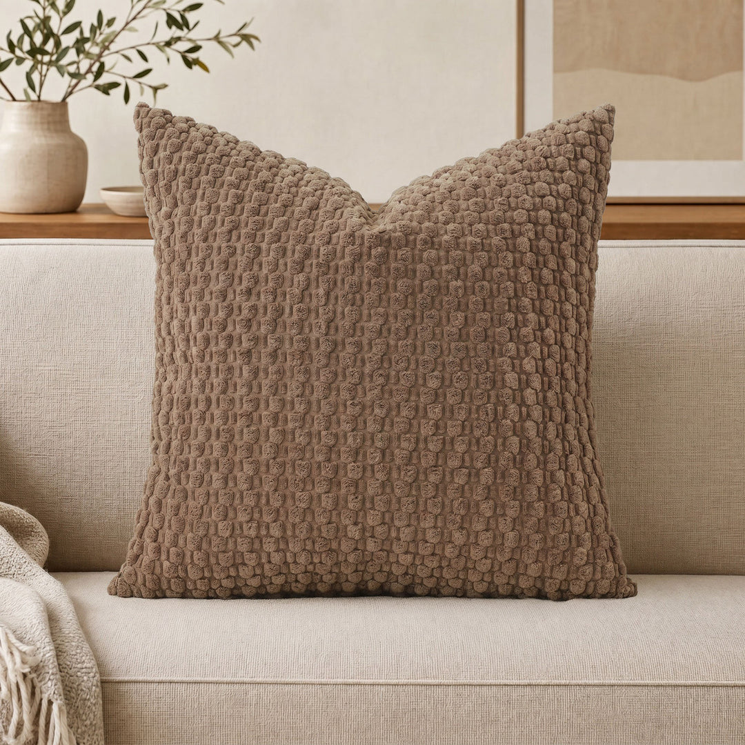 Plush Textured Throw Pillow Cover Bowlift
