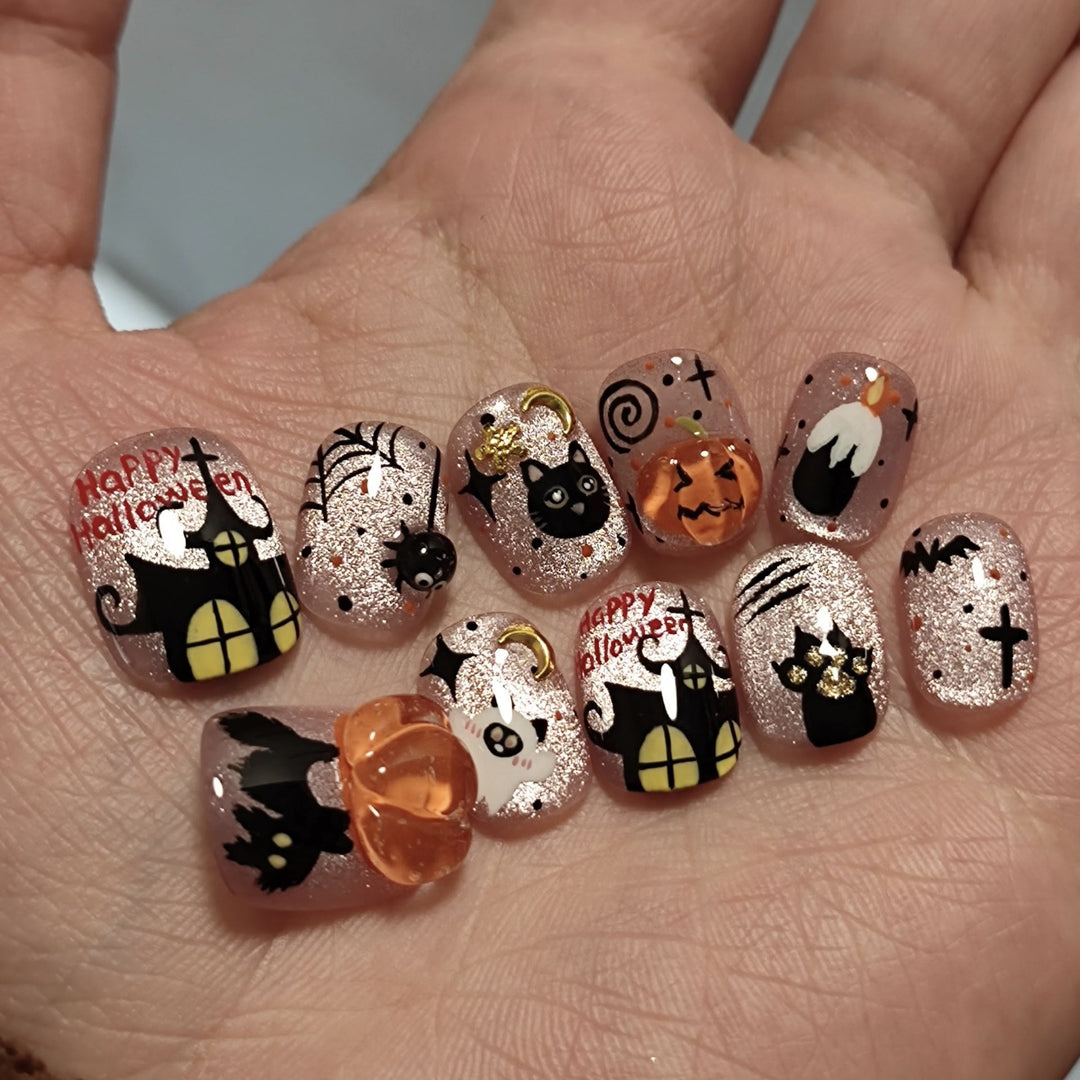 Creative Halloween-Themed Press-On Nail Art Set Bowlift