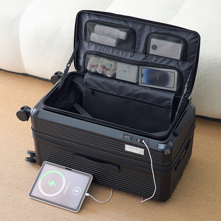 Men's Smart Multi-Compartment Hard Shell Travel Suitcase Bowlift
