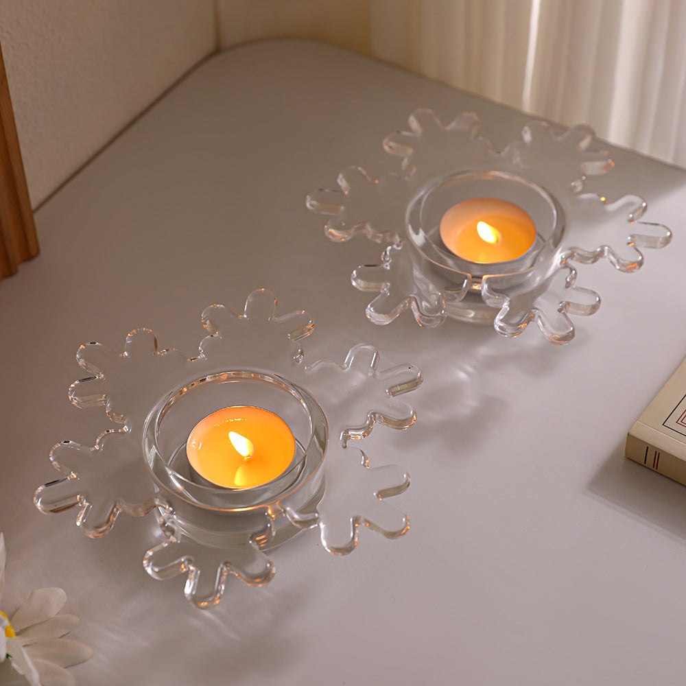 Snowflake-Shaped Glass Tealight Candle Holder Bowlift