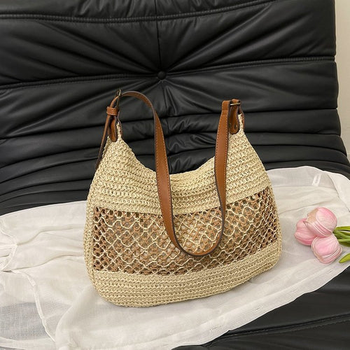 Hand-knotted shoulder bag with leather accents Bowlift