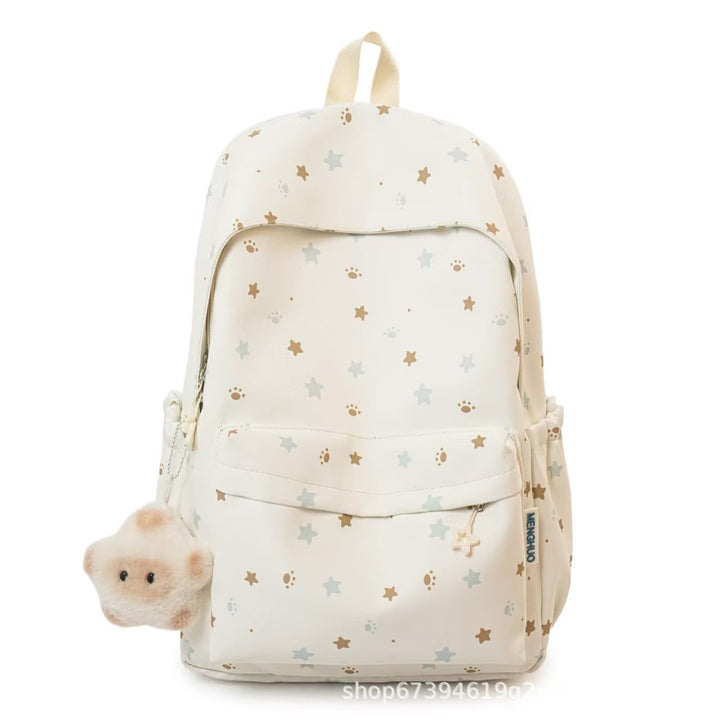 Star-Patterned Soft Fabric Backpack Bowlift