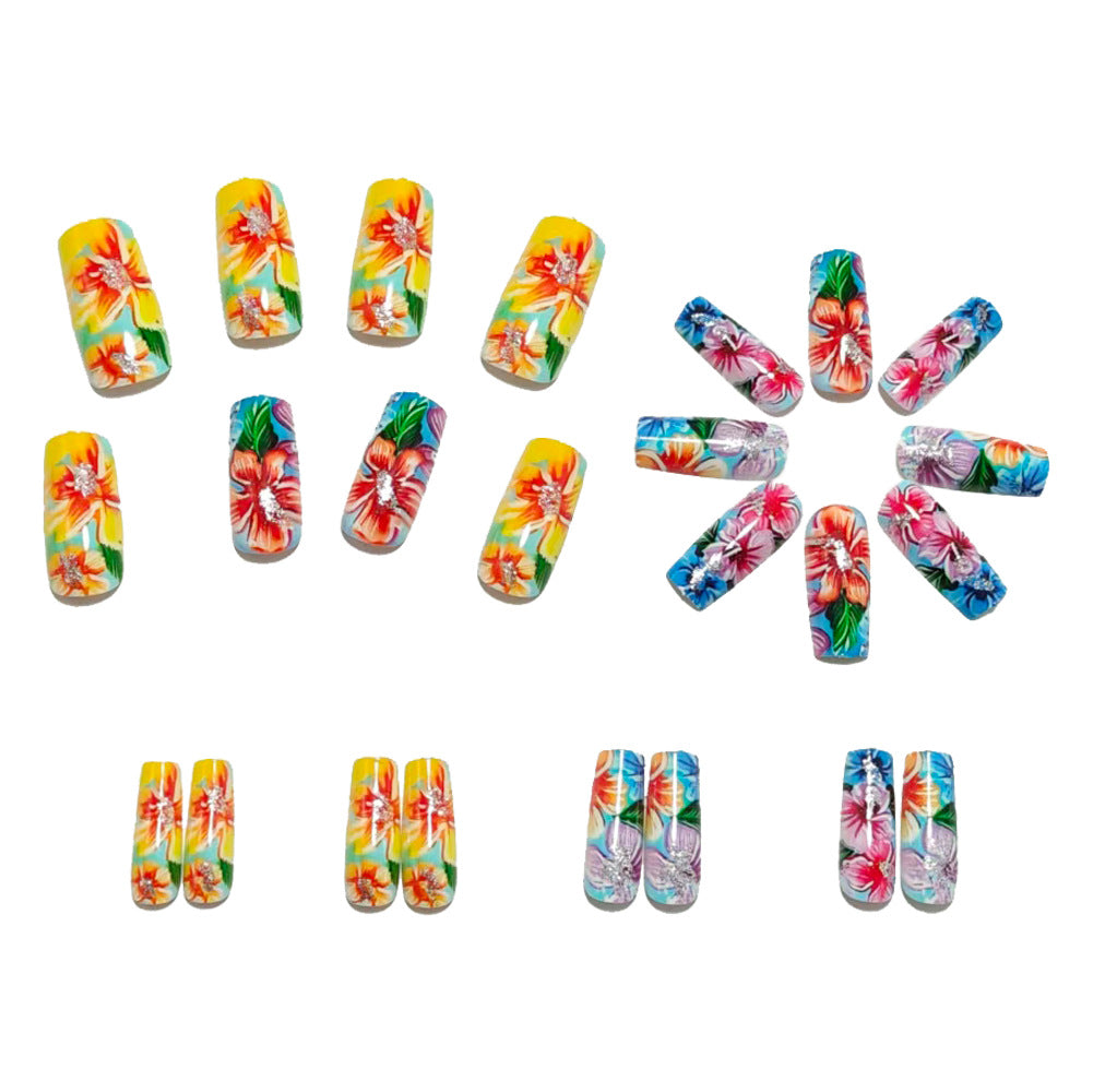 Art nails with colorful flower design Bowlift