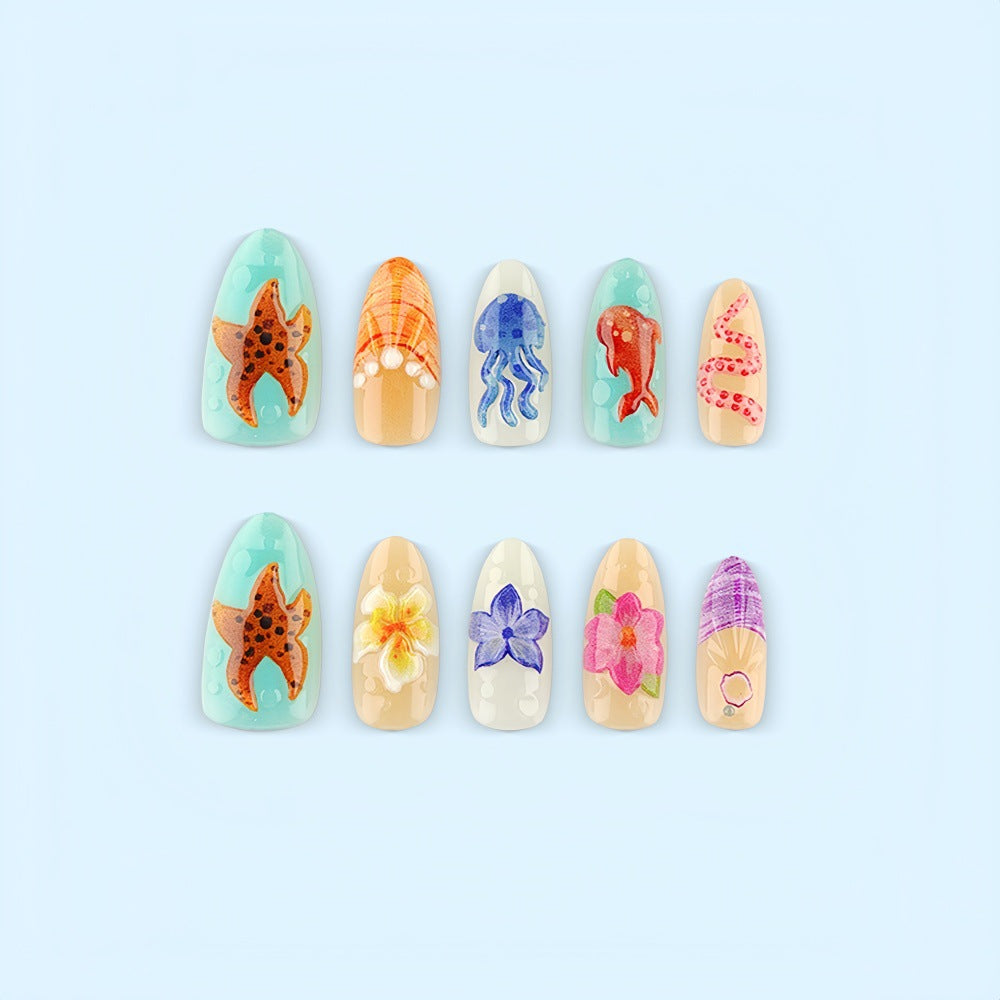 Creative art nails with maritime sea motif Bowlift