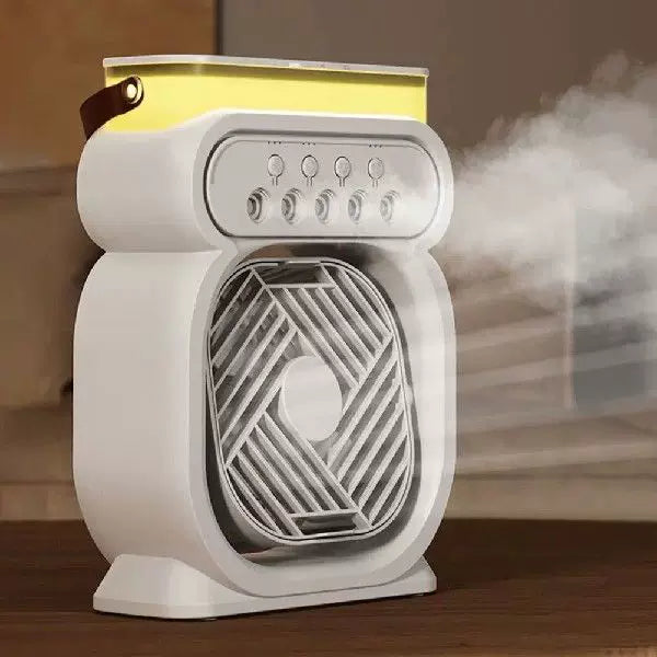 Unisex One Size Portable Rechargeable Vaporizing Desktop Air Cooler and Fan with Leather Carrying Handle Bowlift