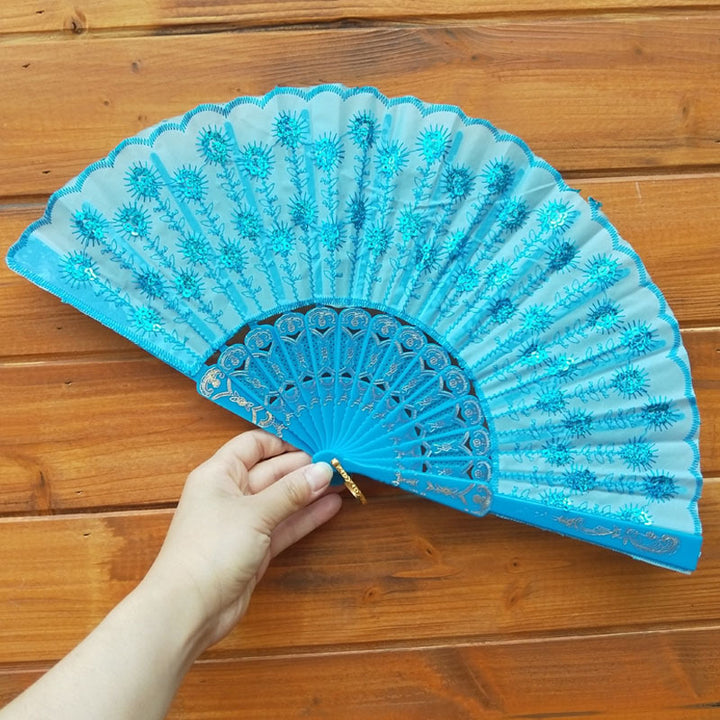 Ladies handcrafted fan with exquisite embroidery Bowlift