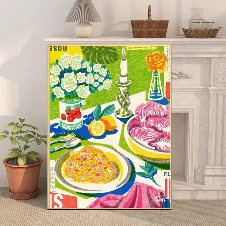 Retro-Inspired Still Life Canvas Art Print Bowlift