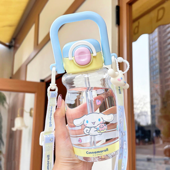 Women's water bottle with high-quality silicone carrying handle and playful character design Bowlift