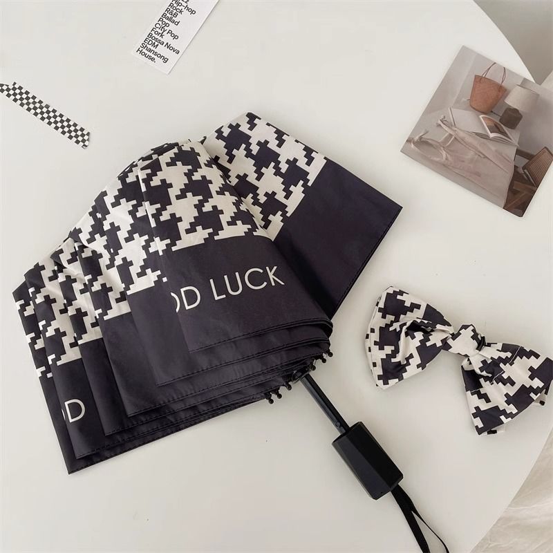 Ladies Folding Umbrella with Elegant Bow Application Bowlift