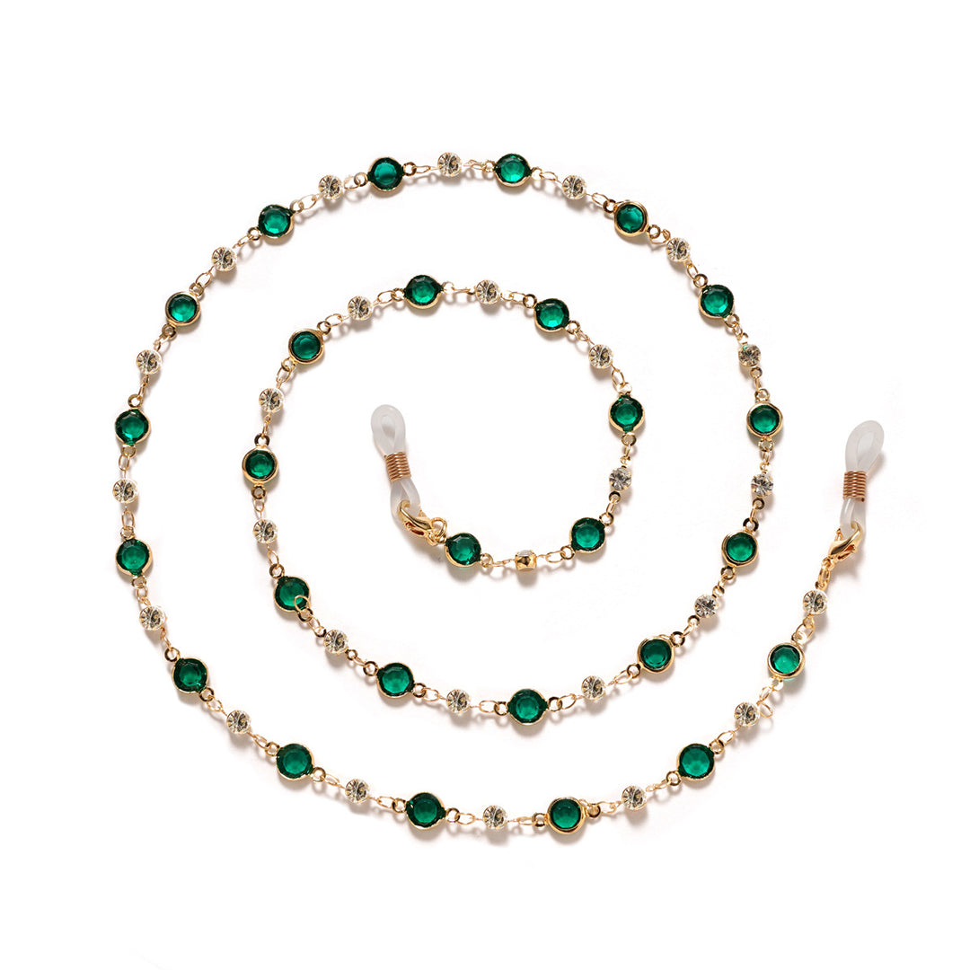 Elegant Rhinestone and Gemstone Eyewear Chain Bowlift