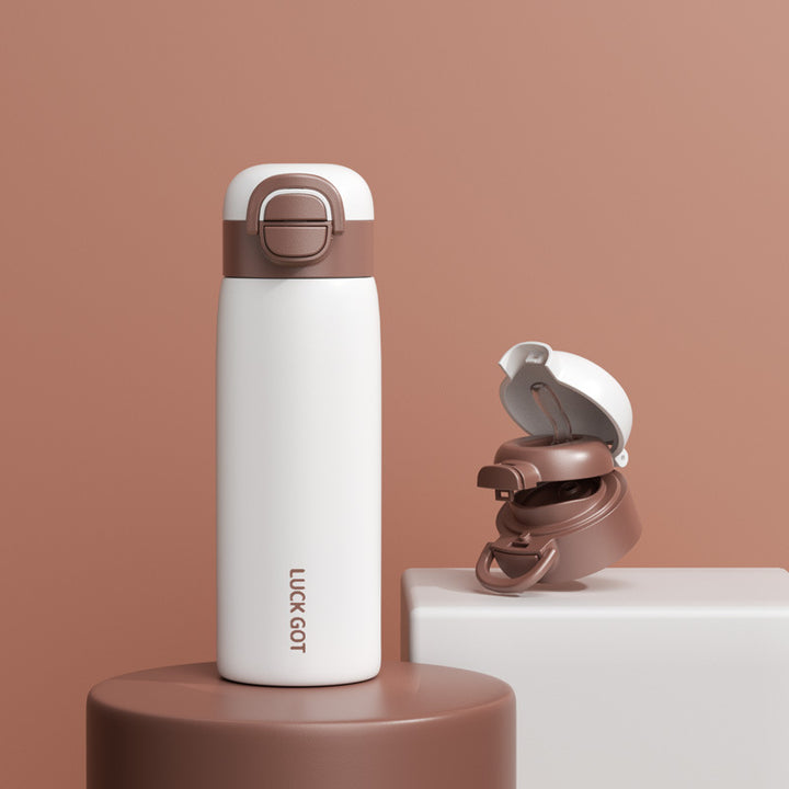 Women Insulated Water Bottle with Integrated Push-Button Mechanism Bowlift