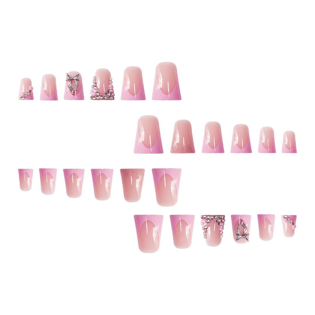 Floral Rhinestone Press-On Nail Enhancements Bowlift