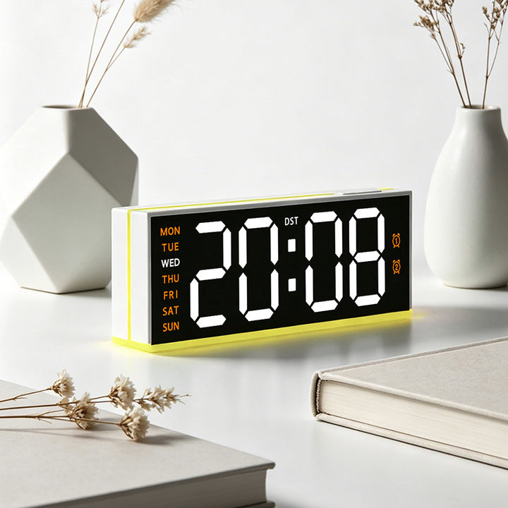 Digital alarm clock with large LED display and multifunctional alarm functions Bowlift