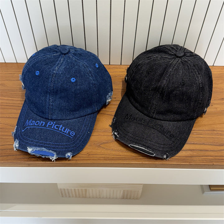 Women's Distressed Denim Baseball Cap Bowlift 1783922478