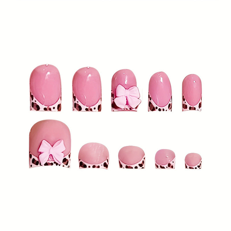 Artistic Press-On Nail Set with Bow Accents Bowlift