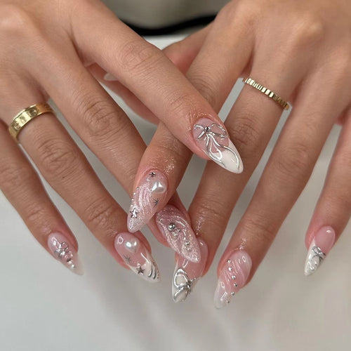Artful stiletto nails with elegant decoration Bowlift