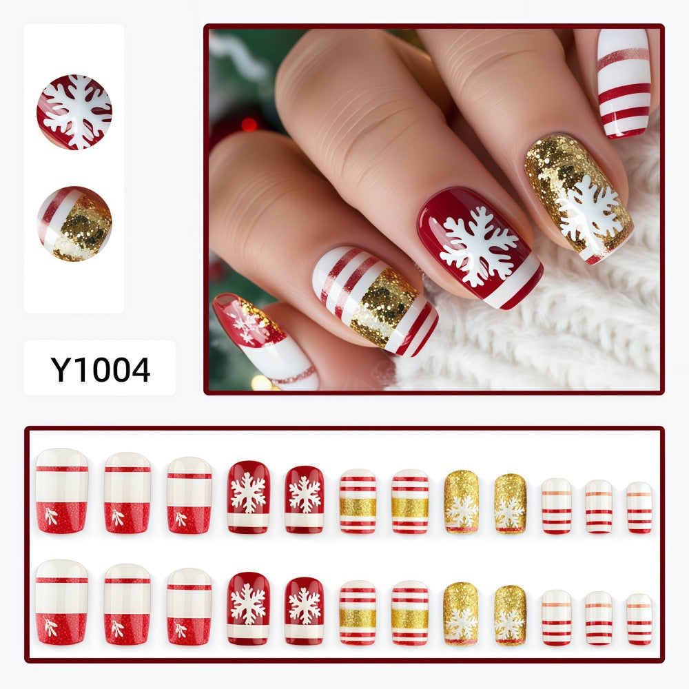 Christmas artificial nails with festive glitter design Bowlift