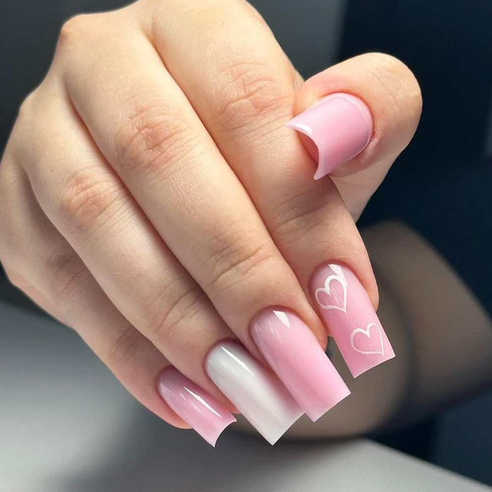Artful Nail Extensions with Heart Patterns Bowlift