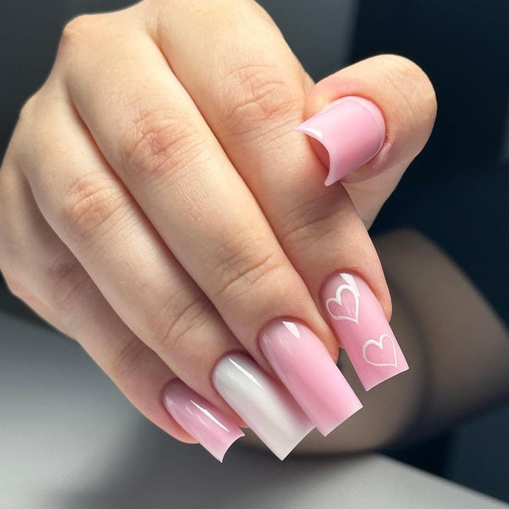 Artful Nail Extensions with Heart Patterns Bowlift