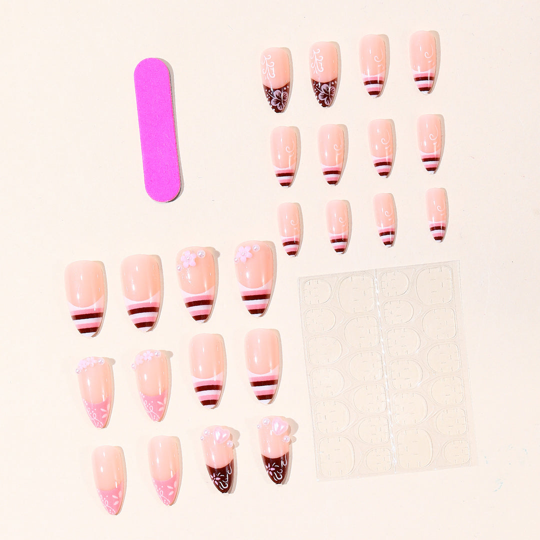 Decorative 3D Floral Stiletto Nail Art Extensions Bowlift